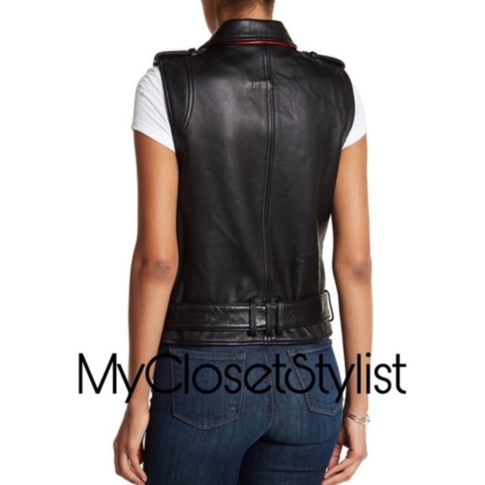 Sam Edelman Leather MOTO Jacket BELTED! NWT S vest - Picture 9 of 9